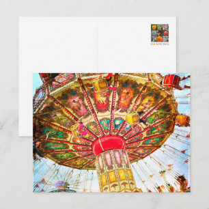 Vintage Retro-Gelbfoto einer Karussellschaukel Postkarte