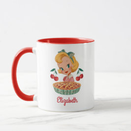 Vintage Retro Girl Cherry Pie Mug Tasse