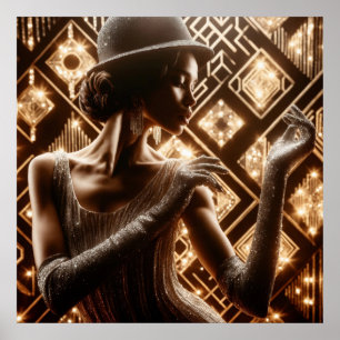 Vintage Retro-Glamour-Jazz-Frau Poster