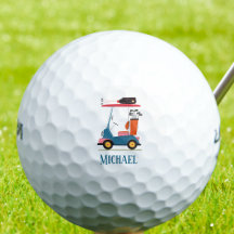 Vintage Retro Golf Cart Cute Blue Monogrammed