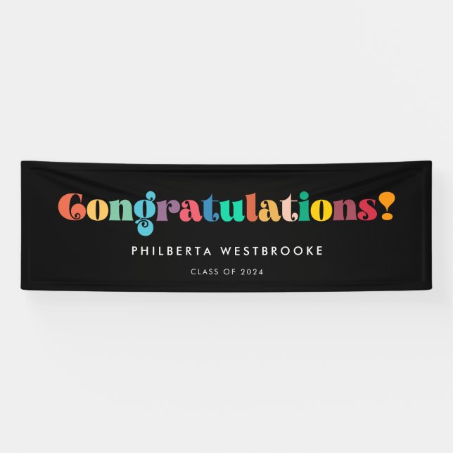 Vintage Retro-Graduierungsparty Herzlichen Glückwu Banner (Horizontal)