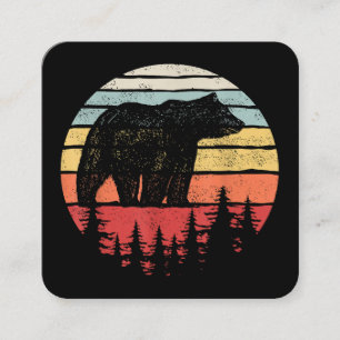 Vintage Retro Grizzlybär Quadratische Visitenkarte