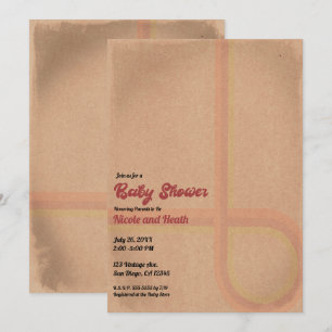 Vintage Retro Grunge Baby Shower 60er 70er Einladung