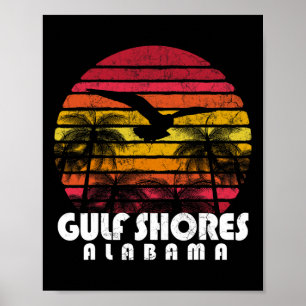 Vintage Retro Gulf Shores Al Alabama Sonnenunterga Poster