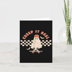 Vintage Retro Halloween Creep It Real Geist Junge Karte