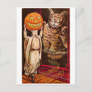 Vintage Retro Halloween-Gruß-gespenstische Eule Postkarte