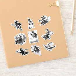 Vintage Retro Halloween Hexen Scrapbooking Set Aufkleber