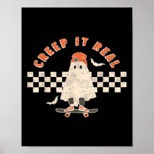 Vintage Retro Halloween Mach es echt Geist Junge F Poster