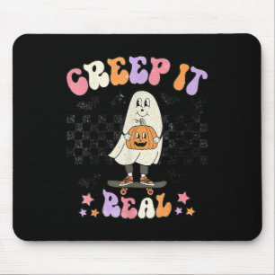 Vintage Retro Halloween-Make it real Geist-Junge F Mousepad