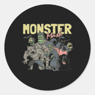 Vintage Retro Halloween-Monster-Mix Boo-Geist Witz Runder Aufkleber