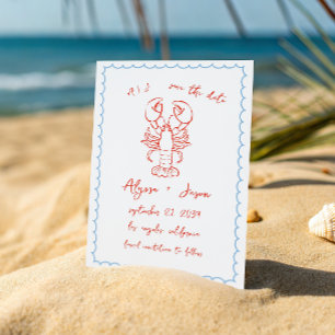 Vintage Retro handgeschriebene Hummer-Hochzeit in  Save The Date