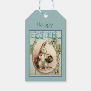 Vintage Retro Hase Ostern Geschenkanhänger