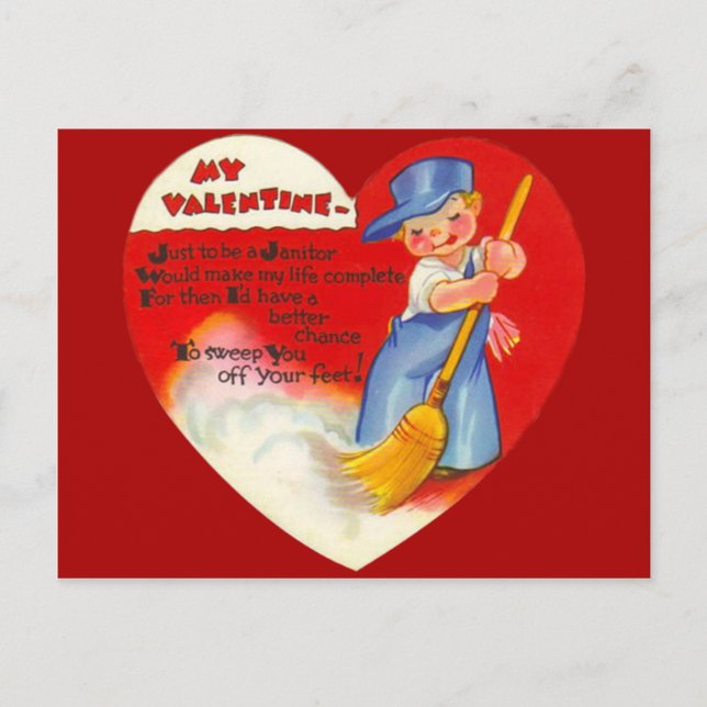Vintage Retro Hausmeistervalentine-Karte Feiertagspostkarte (Vorderseite)