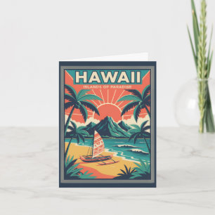Vintage Retro Hawaii-Inseln Reiseillustration Feiertagskarte