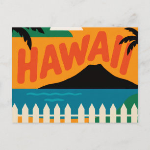Vintage Retro Hawaii-Inseln Reiseillustration Feiertagspostkarte