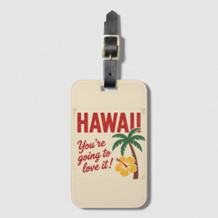 Vintage Retro Hawaii-Inseln Reiseillustration Gepäckanhänger