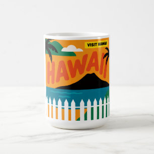 Vintage Retro Hawaii-Inseln Reiseillustration Kaffeetasse
