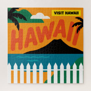 Vintage Retro Hawaii-Inseln Reiseillustration Puzzle