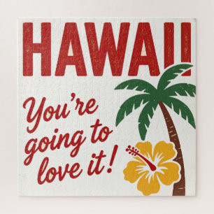 Vintage Retro Hawaii-Inseln Reiseillustration Puzzle
