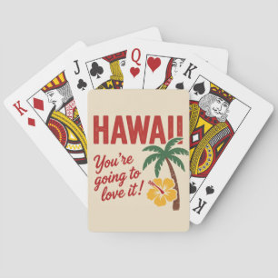Vintage Retro Hawaii-Inseln Reiseillustration Spielkarten