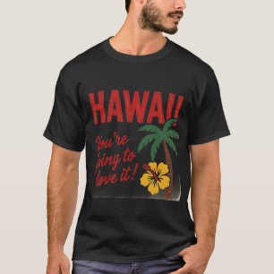 Vintage Retro Hawaii-Inseln Reiseillustration T-Shirt