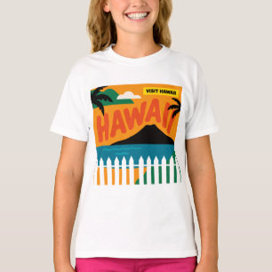 Vintage Retro Hawaii-Inseln Reiseillustration T-Shirt