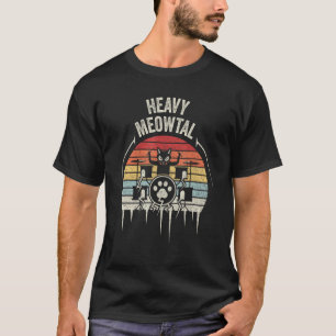 Vintage Retro Heavy Metal Schlagzeuger Katze spiel T-Shirt