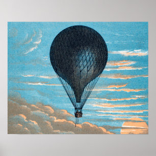 Vintage Retro Heißluftballon Blick Erster Ballon Poster
