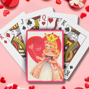 Vintage Retro Herz-Königin Valentinstag Spielkarten