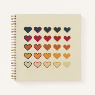 Vintage Retro Herz Muster Notizbuch
