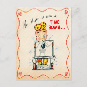 Vintage Retro Herz-Röntgenstrahlvalentine-Karte Feiertagspostkarte