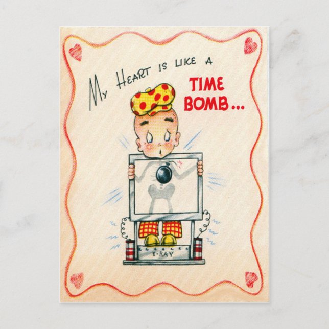Vintage Retro Herz-Röntgenstrahlvalentine-Karte Feiertagspostkarte (Vorderseite)