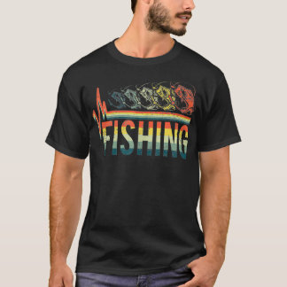 Vintage Retro Herzschlag Wort Angeln Fischliebhabe T-Shirt