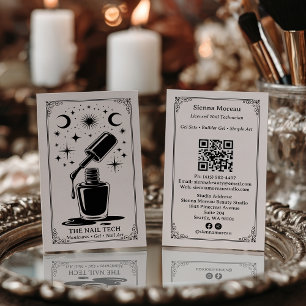 Vintage Retro Himmels-Tarot-Nagelkünstler QR-Code Visitenkarte