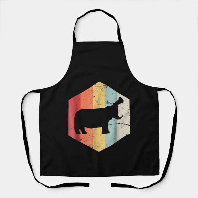 Vintage Retro Hippo Hippopotamus Liebhaber Geschen Schürze (Vorderseite)