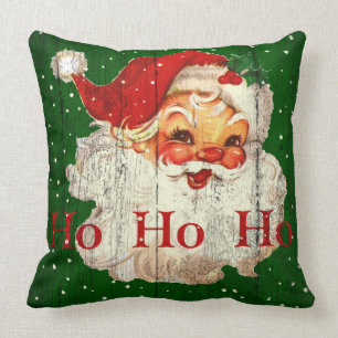Vintage Retro Ho Ho Ho Weihnachtsmann Kissen