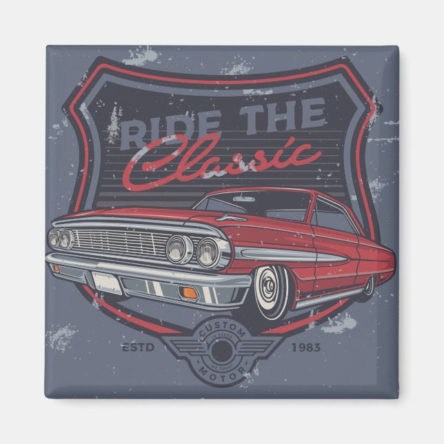 Vintage Retro Hot Rod Magnet (Vorne)