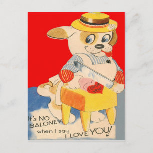Vintage Retro Hund schneidet Baloney Valentinskart Feiertagspostkarte