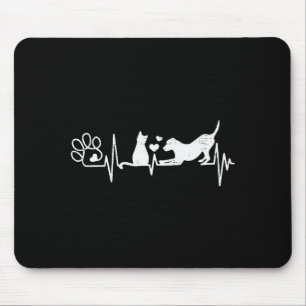 Vintage Retro Hund und Katzen Herzschlag Lustig Mousepad