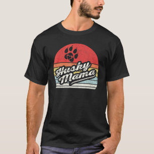 Vintage Retro Husky Mama Siberian Husky Besitzerin T-Shirt