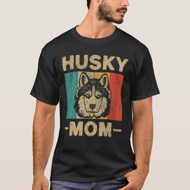 Vintage Retro Husky Mom Dog Owner T-Shirt (Vorderseite)
