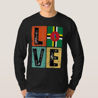Vintage Retro I Love Dominica-Flagge Für Dominikan T-Shirt