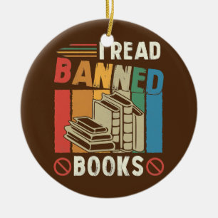 Vintage Retro I Read Banned Books Book Loops Keramik Ornament