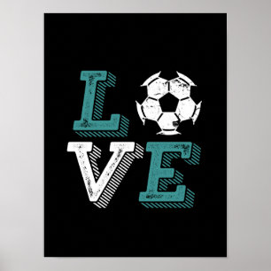 Vintage Retro Ich liebe Fußball Spieler Trainer Sp Poster