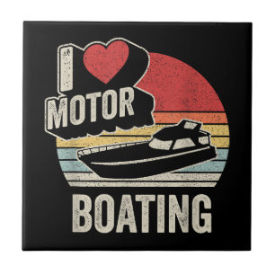 Vintage Retro Ich liebe Motorbootfahren Lustiger B Fliese