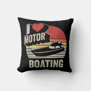 Vintage Retro Ich liebe Motorbootfahren Lustiger B Kissen