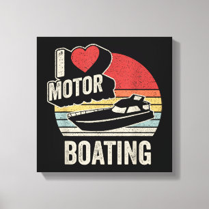 Vintage Retro Ich liebe Motorbootfahren Lustiger B Leinwanddruck
