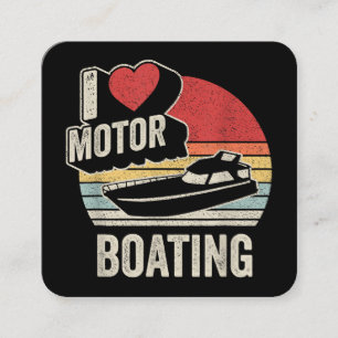 Vintage Retro Ich liebe Motorbootfahren Lustiger B Quadratische Visitenkarte