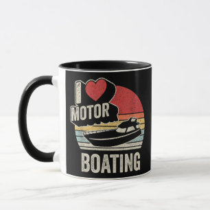 Vintage Retro Ich liebe Motorbootfahren Lustiger B Tasse