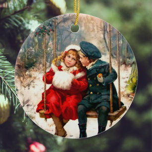 Vintage Retro Illustrated London News Weihnachten Keramik Ornament